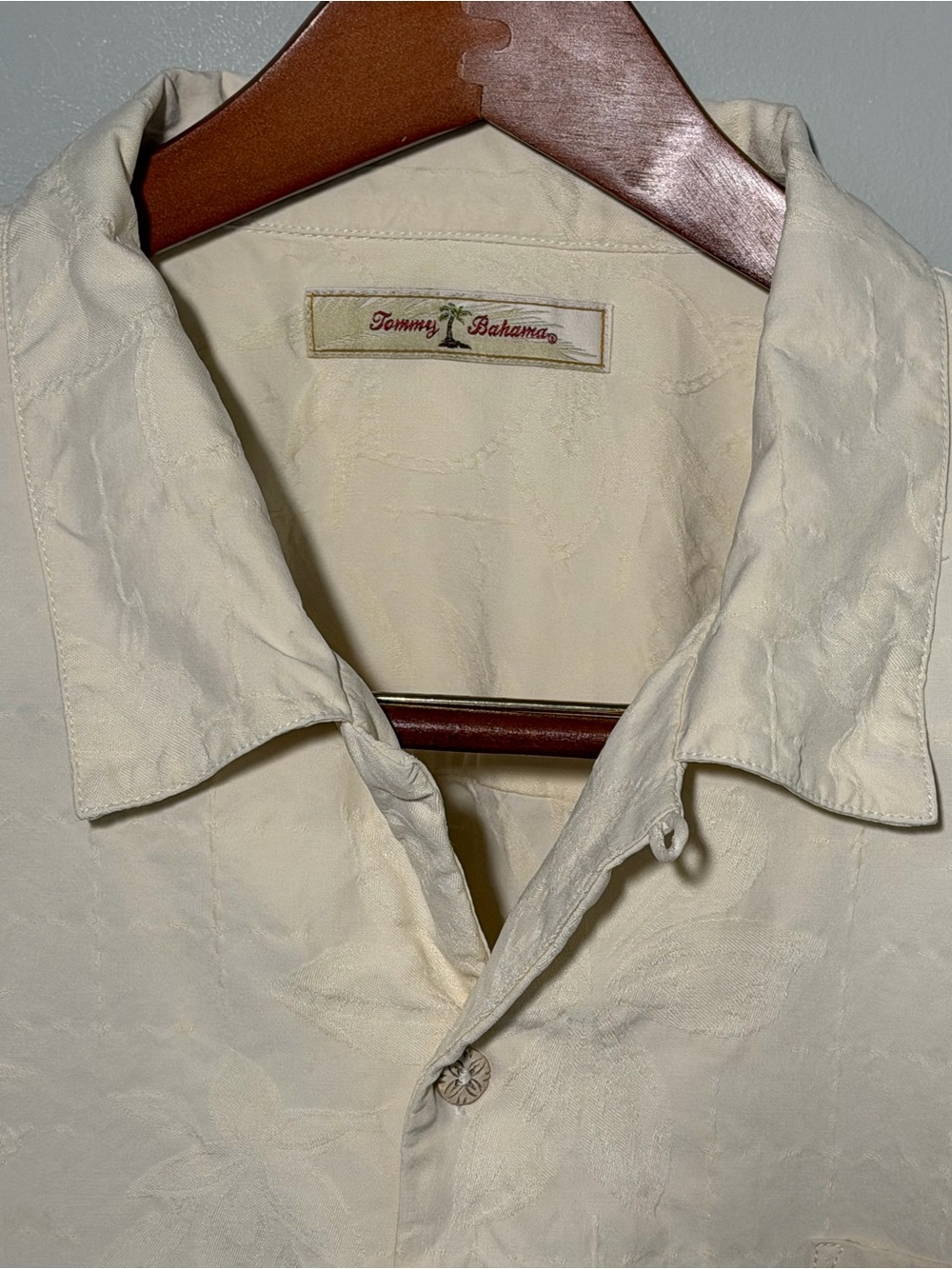 Tommy Bahama Men's Light Cream Island Style Camp Shirt